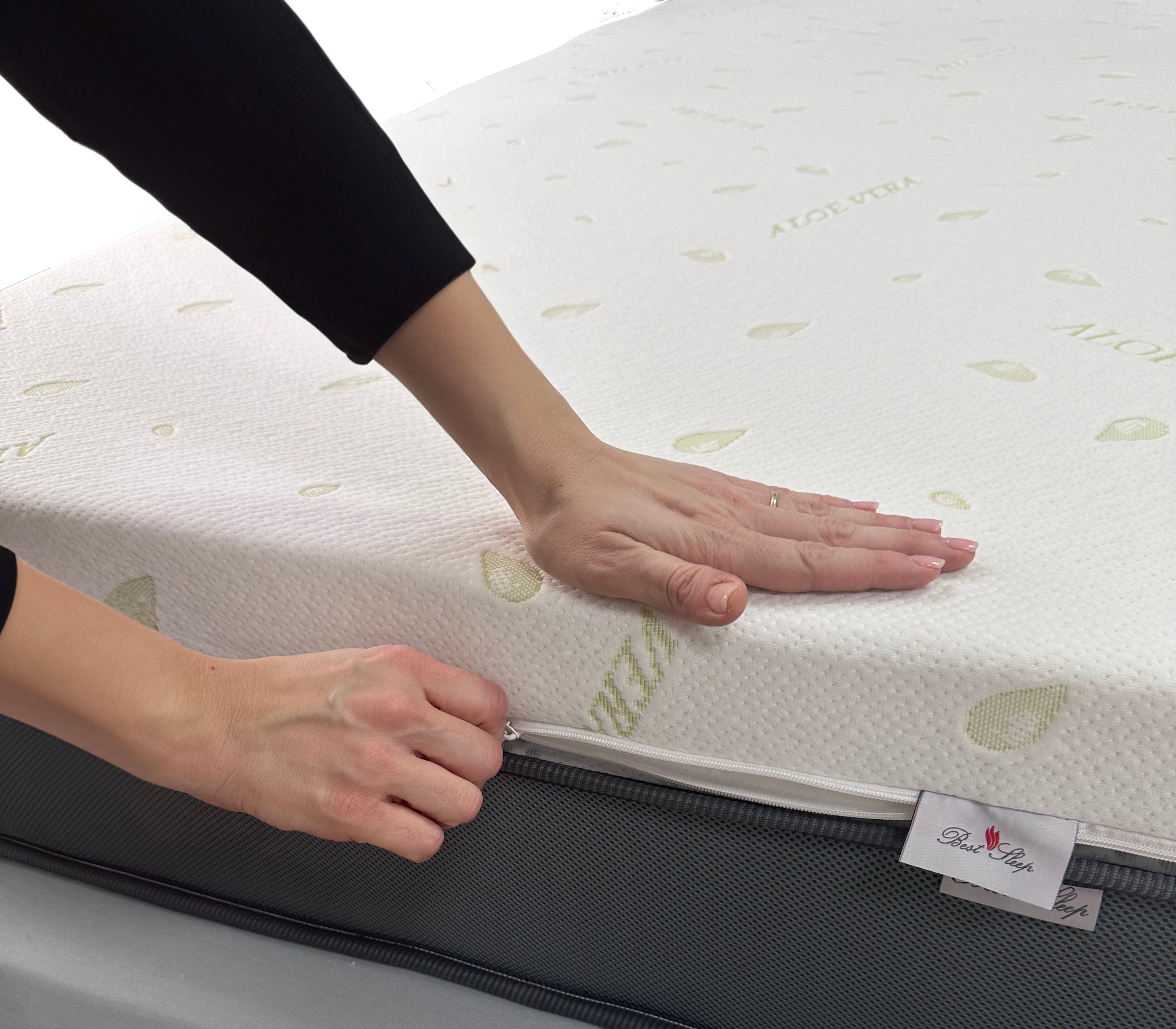 Topper Saltea Best Sleep Principal Aloe Vera, H8 4cm spuma poliuretanica+ 4 cm latex, husa aloe vera