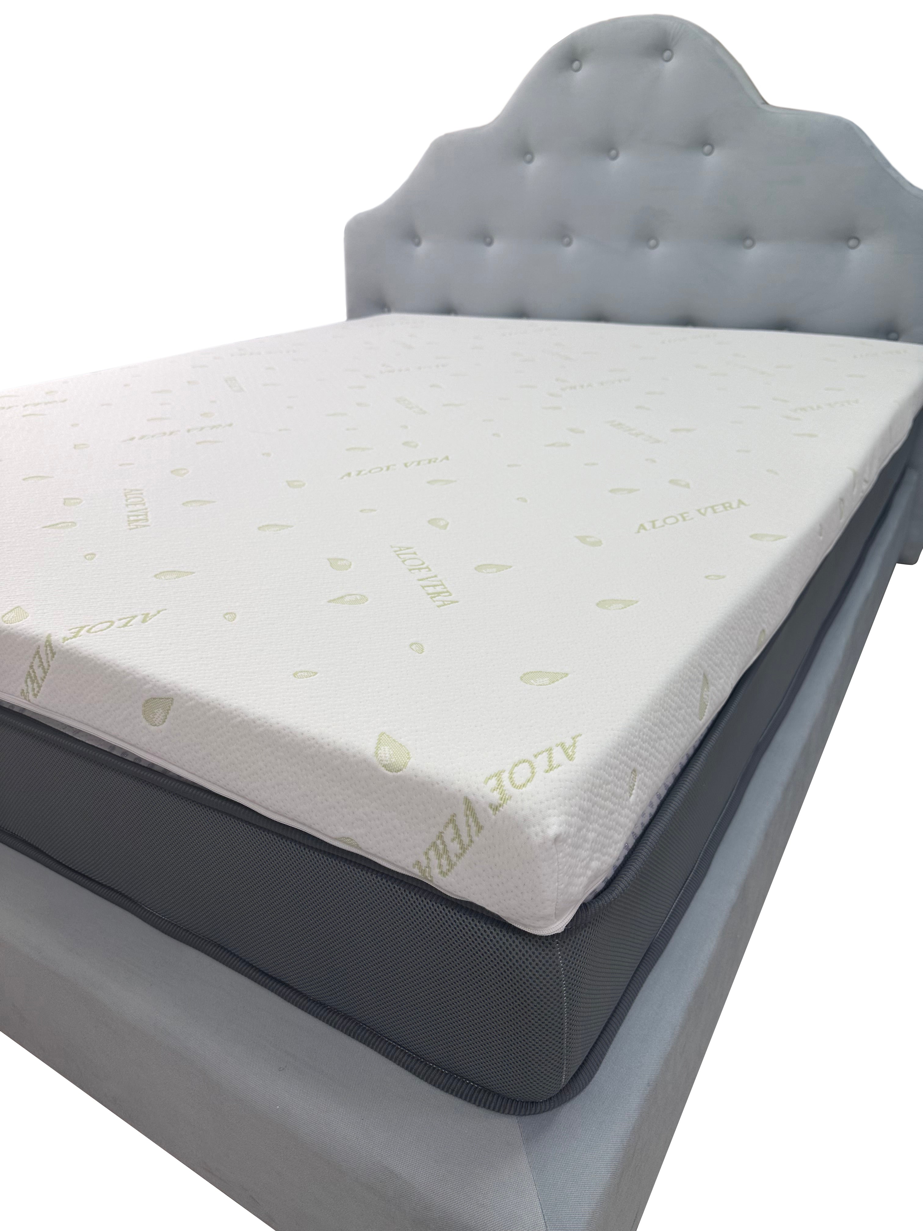 Topper Saltea Best Sleep Celest One Aloe Vera, H 5cm, spuma poliuretanica profilata, husa aloe vera