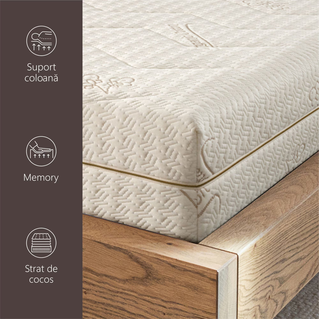 Orthopedic Mattress Sleep Evolution Organic Cotton Coconut 15+2+6, 23cm, polyurethane memory foam and coconut fibers, removable cotton cover, soft firmness