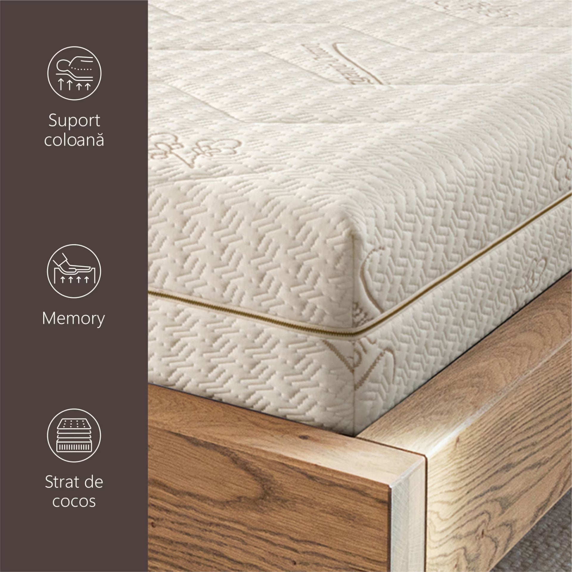 Saltea Ortopedica Sleep Evolution Bio Bumbac Cocos 15+2+6, 23cm, spuma poliuretanica cu memorie si fibre de cocos, husa detasabila cu bumbac, fermitate moale