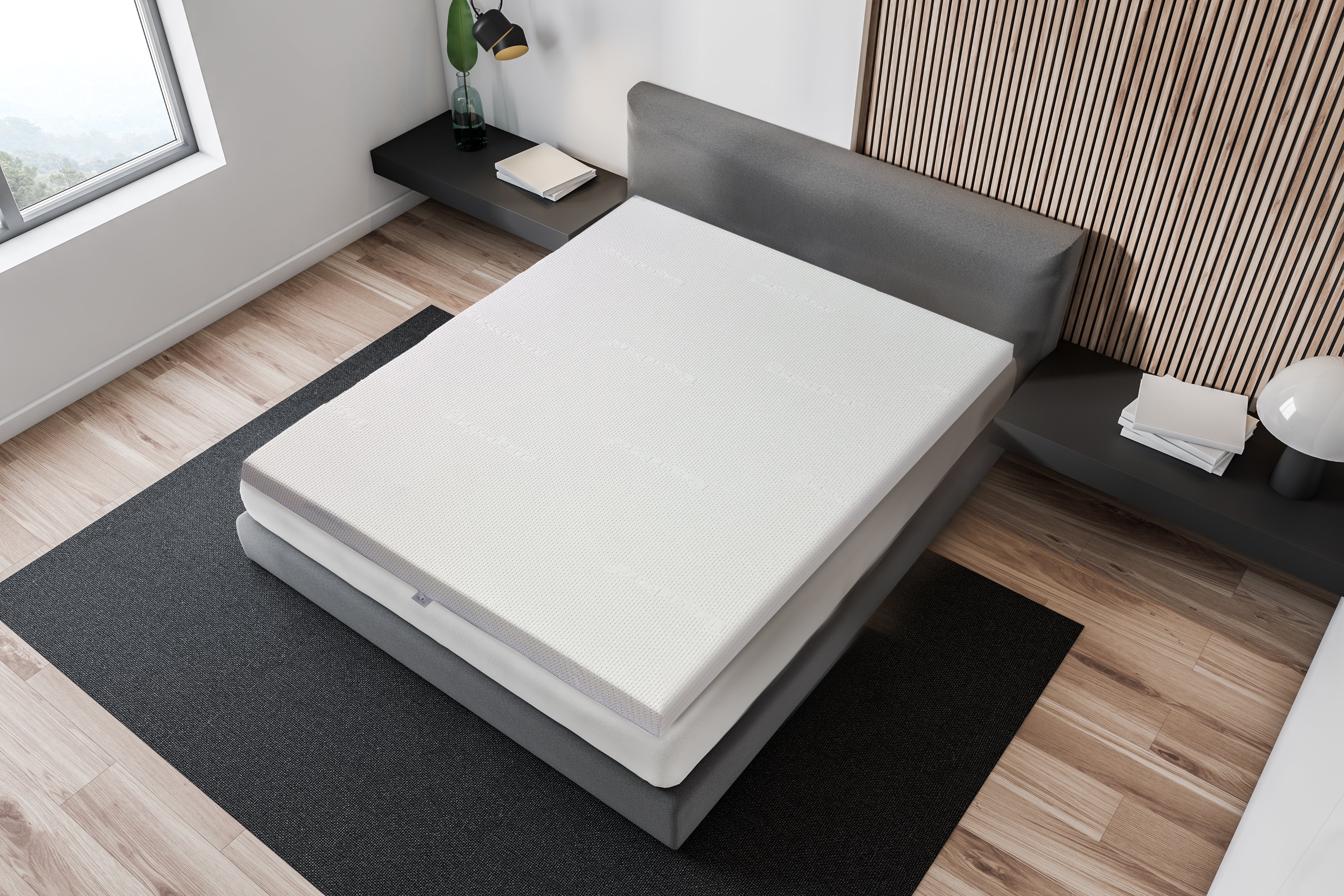 Topper Saltea Best Sleep Heavenly Argentum, H8 4cm spuma poliuretanica+ 4 cm latex cool gel, husa ioni de argint