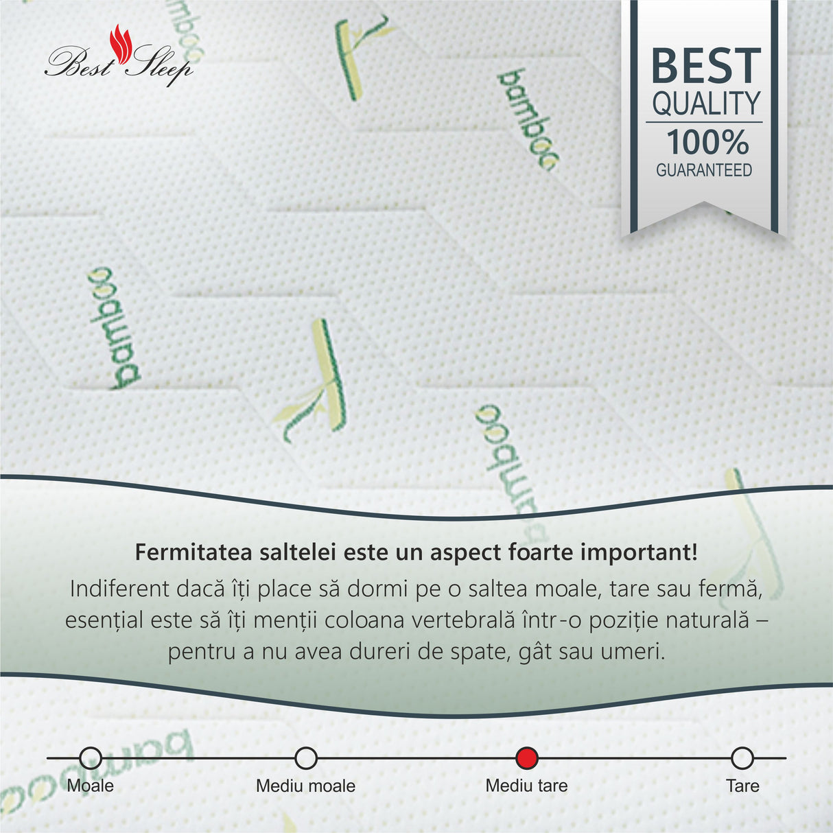 Saltea Ortopedica Best Sleep Baby Dream Bamboo 18cm, spuma poliuretanica, fibra de cocos, husa detasabila cu fermoar