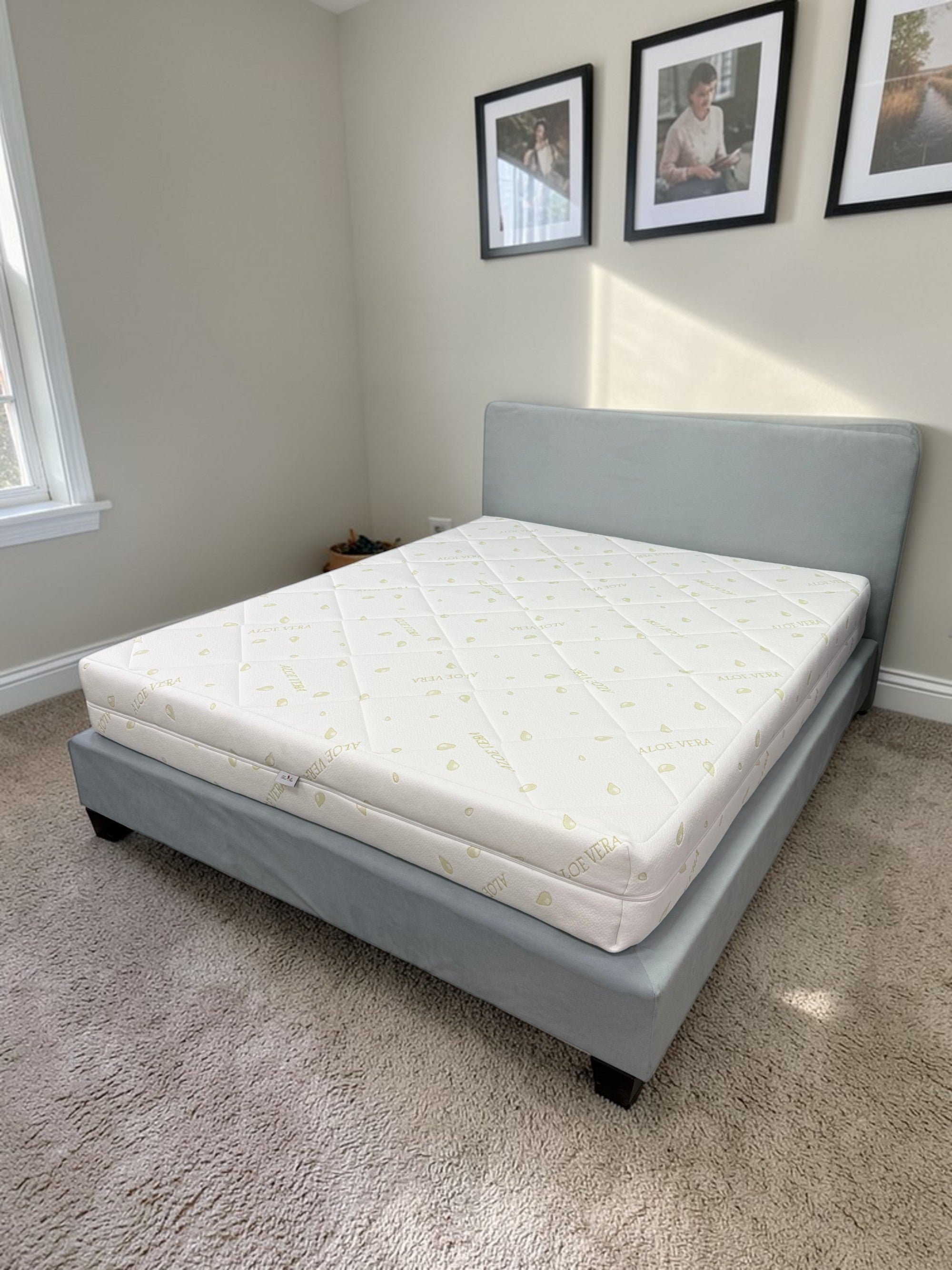 Saltea ortopedica Star Moon Aloe Touch*Plus, 20 cm, spuma poliuretanica cu memorie 4 cm, 7 zone de confort, hipoalergenica, reversibila, fermitate medie