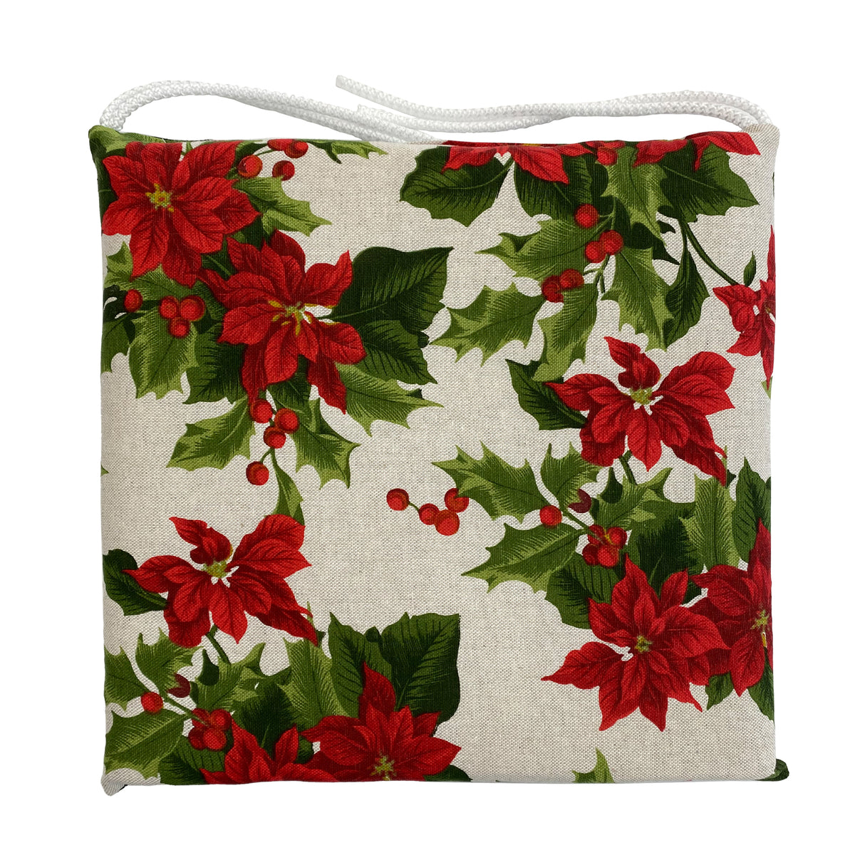 Christmas Poinsettia Seat Cushion