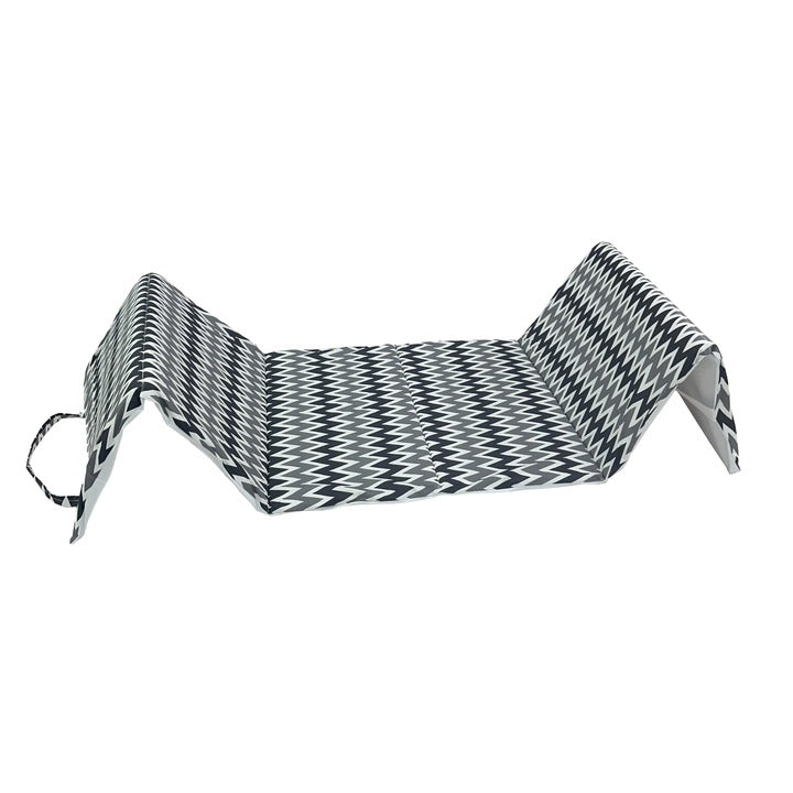 Beach or picnic/camping mat with handle, 180x50 cm, Grey/white