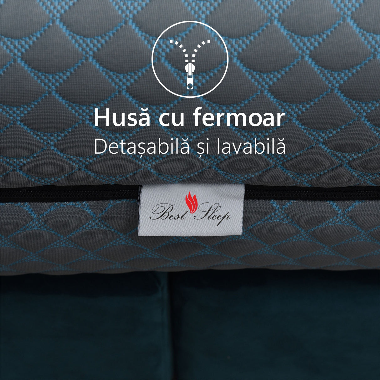 Husa saltea matlasata, Sleep Evolution, textil Shell, hipoalergenic, cu fermoar pe 3 laturi, 19 cm