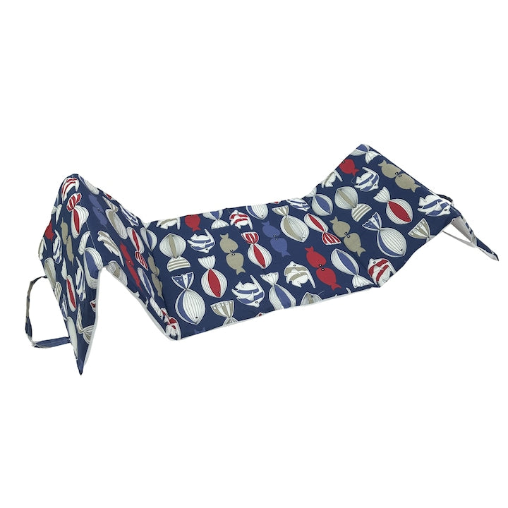 Saltea de plaja sau de picnic/camping, cu maner, 180x50 cm, Albastru model pesti