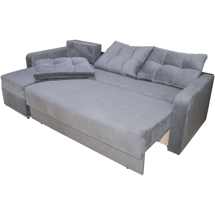 Coltar extensibil Ivona, 250x140x73 (pat 220x140 cm), reversibil, lada, culoare Gri Sidef