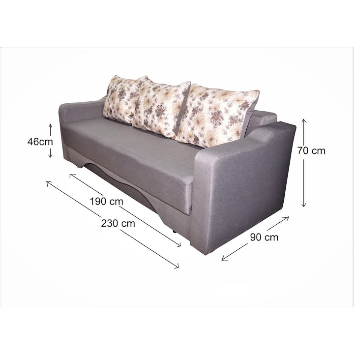 Canapea extensibila Amias 230x70x90 cm , culoare Maro Inchis