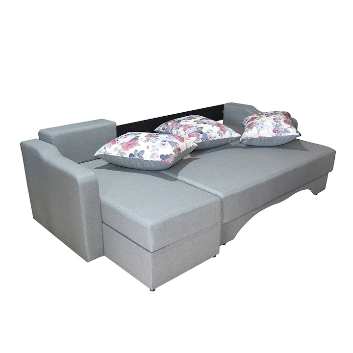 Fresno Extendable Corner Sofa, 250x140x75 cm (bed 220x140 cm), reversible, storage, grey