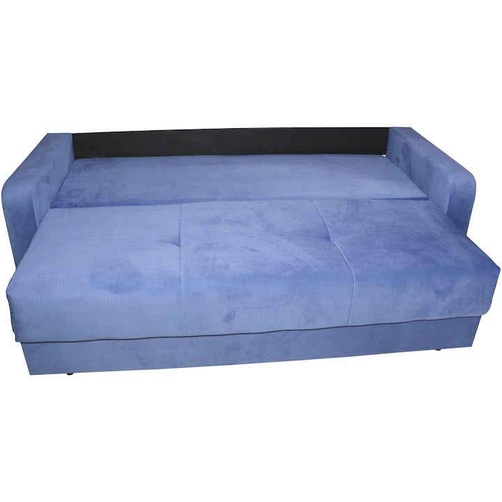 Canapea Ivona, functie pat 190x140 cm, lada depozitare, dimensiuni 220x190x73 cm, culoare blue sidef
