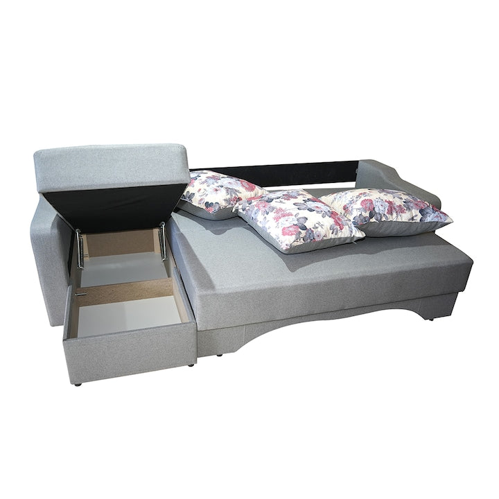 Fresno Extendable Corner Sofa, 250x140x75 cm (bed 220x140 cm), reversible, storage, grey