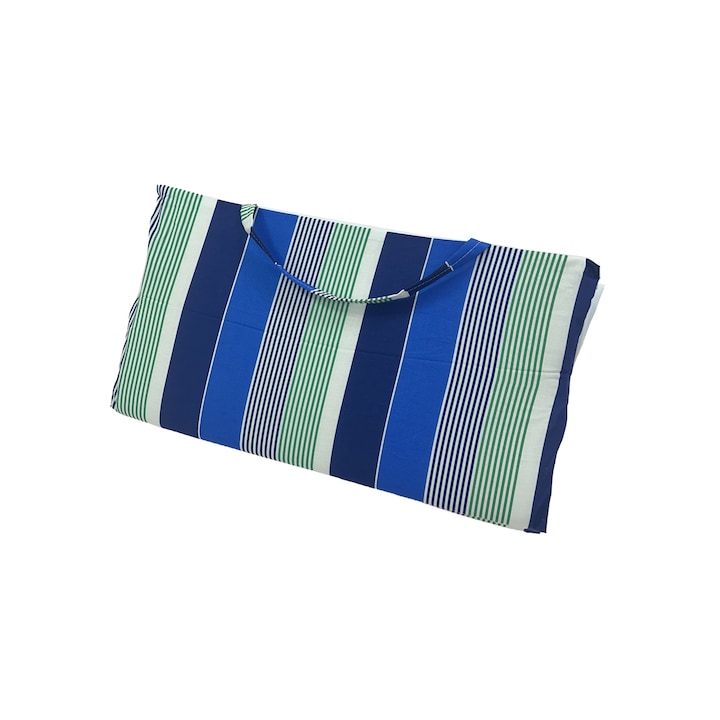 Saltea de plaja sau de picnic/camping, cu maner, 180x50 cm, Albastru Dungi