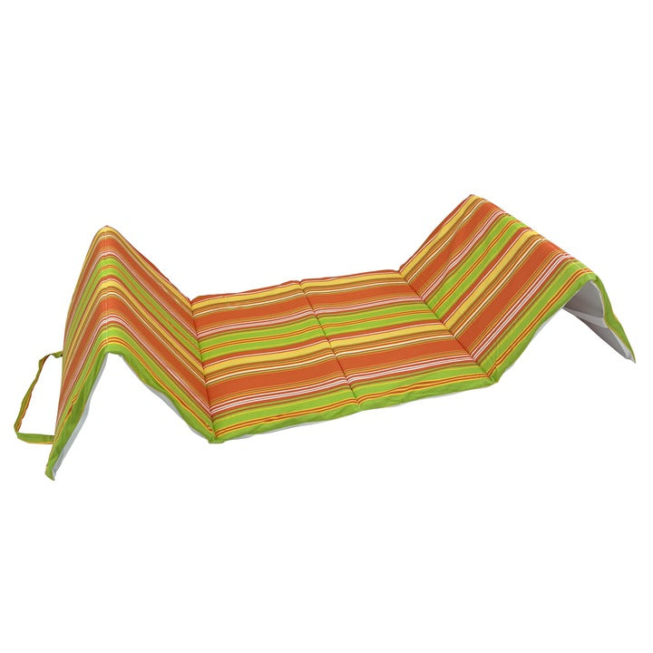 Saltea de plaja sau de picnic/camping, cu maner, 180x50 cm, Portocaliu/verde dungi