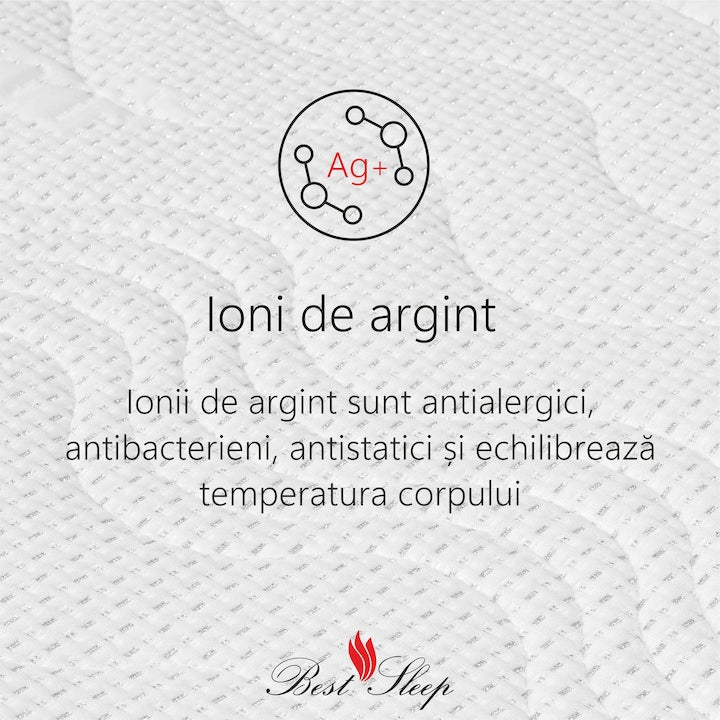Saltea Ortopedica, Best Sleep, Silver Sleep Argentum 17+4+1, spuma Poliuretanica cu memorie, fir cu ioni de argint, hipoalergenica, husa matlasata, fermitate medie