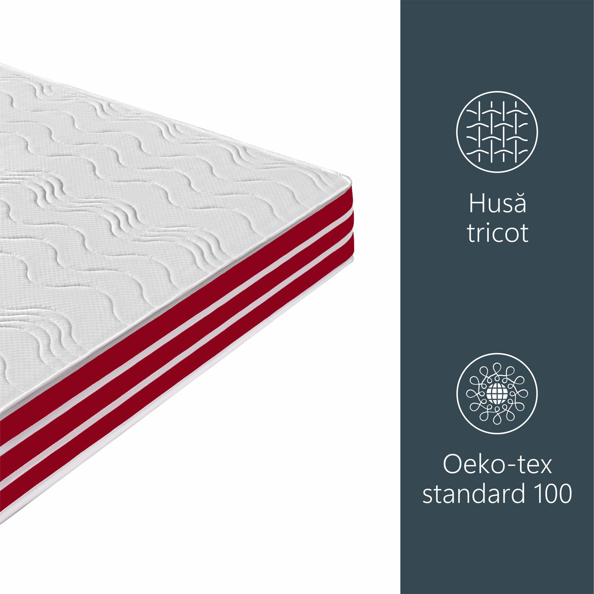 Saltea Ortopedica, Diamond red plus, 18cm, 14+3 memory, spuma poliuretanica cu memorie, aerisire 3D air, matlasata, moale
