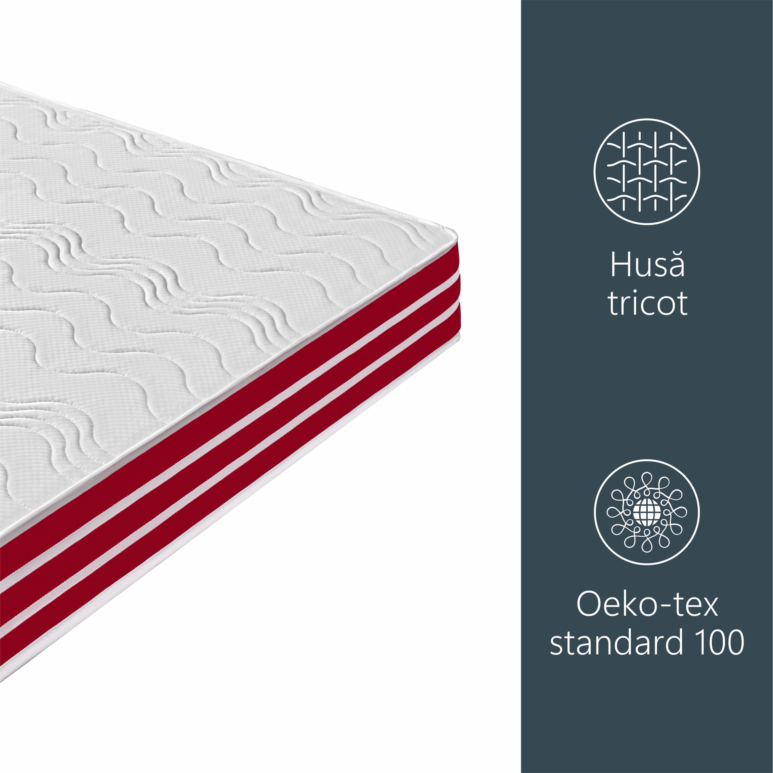 Saltea Ortopedica, Diamond red plus, 18cm, 14+3 memory, spuma poliuretanica cu memorie, aerisire 3D air, matlasata, moale