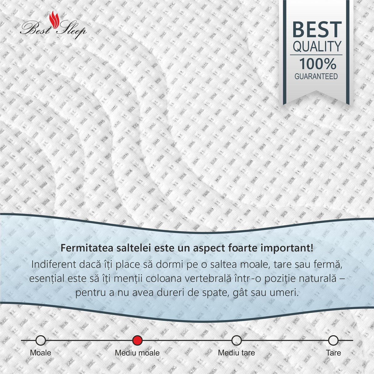 Orthopedic Mattress, Silver Sleep Argentum 11+4+1, 16cm, Polyurethane Memory Foam, Silver Ion Thread, Hypoallergenic, Quilted Cover, Medium Firmness