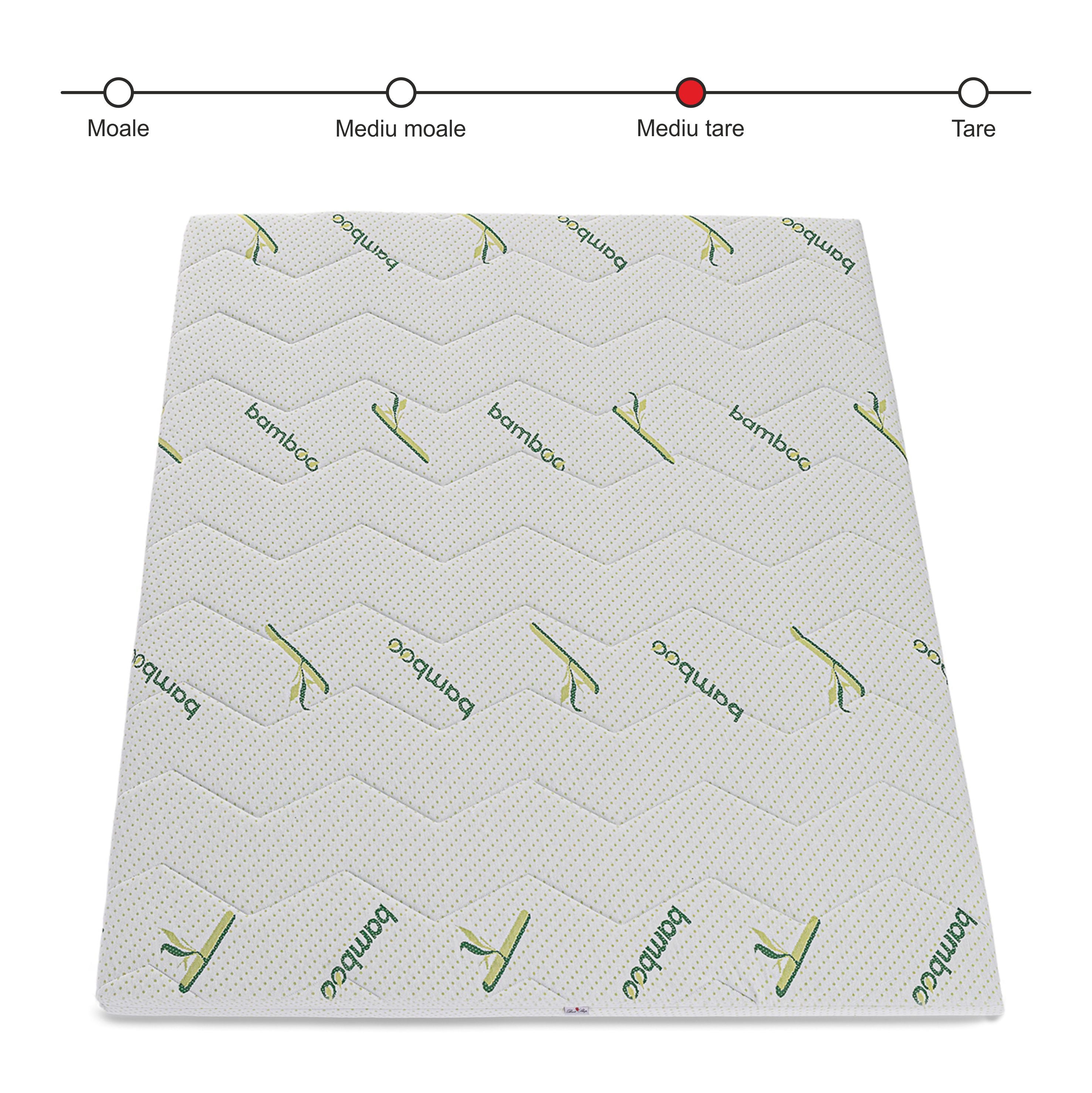 Topper Saltea Best Sleep H7cm spuma poliuretanica, husa Bambus Detasabila