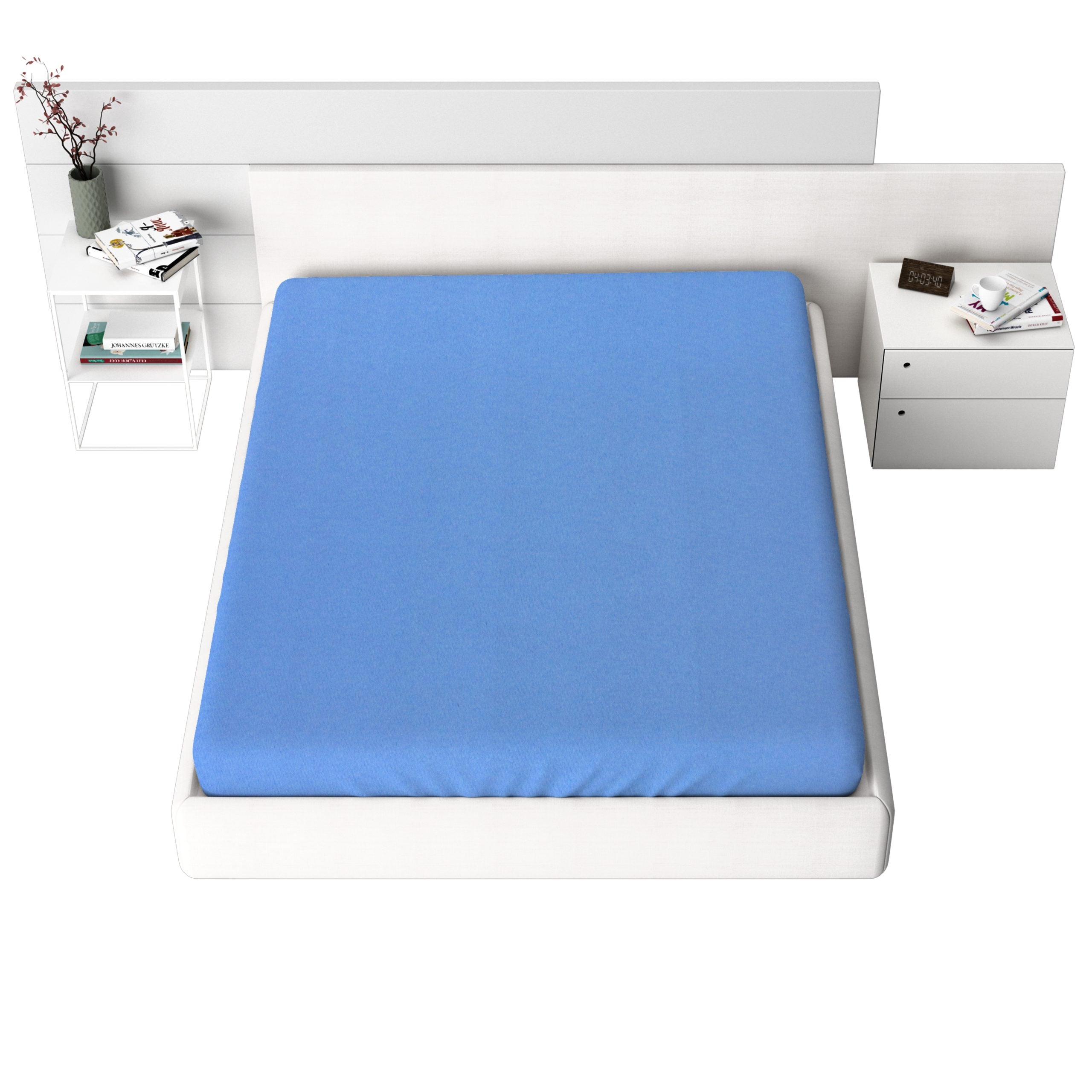 Cearceaf cu elastic Jersey, 140gr/mp, Bleu ciel, 100% bumbac
