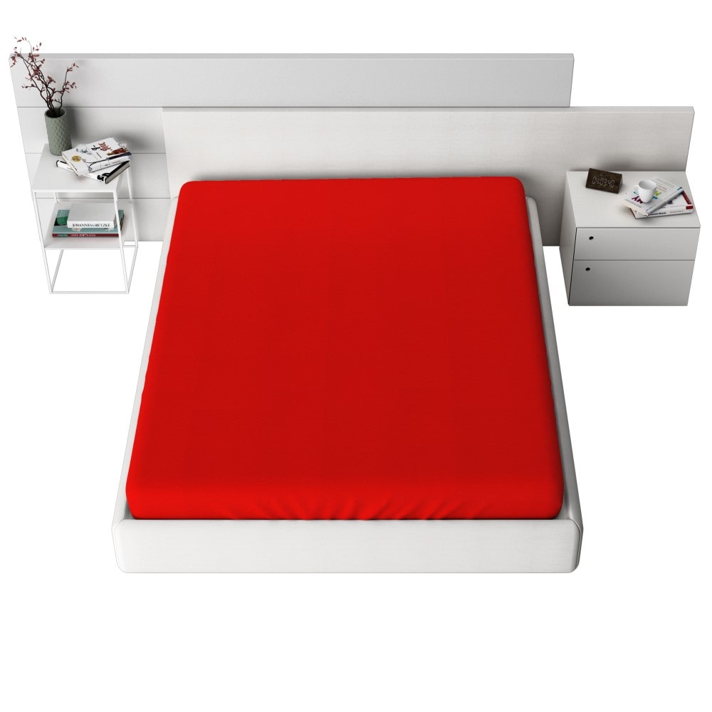 Jersey Fitted Sheet, 120 gsm, Red, 100% cotton