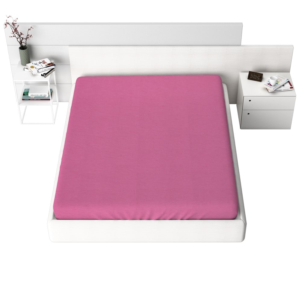 Jersey Fitted Sheet, 140gsm, Pink, 100% cotton