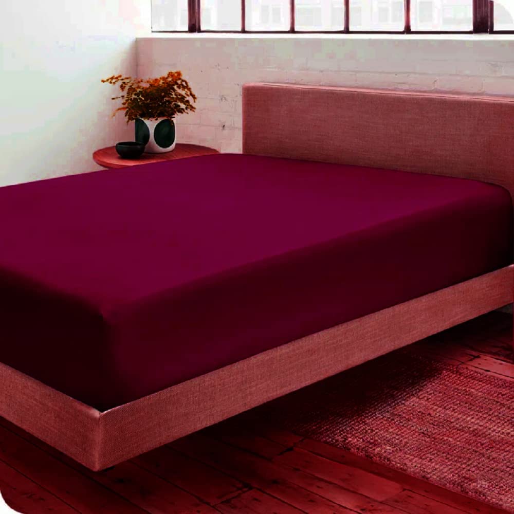 Jersey Fitted Sheet, 120 gsm, Burgundy, 100% Cotton