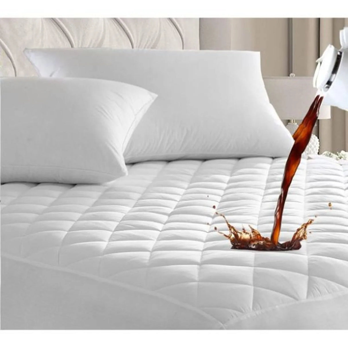 Waterproof Quilted Mattress Protector, White