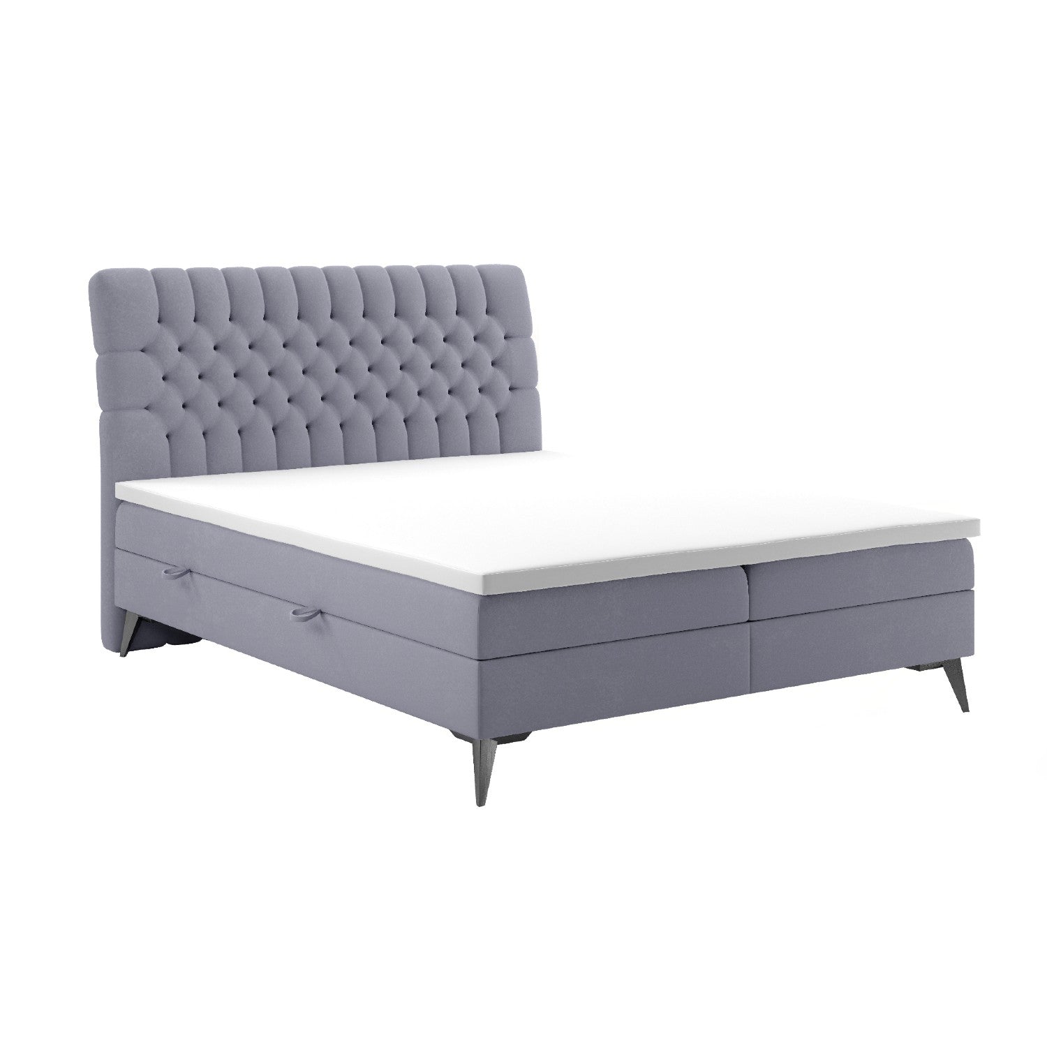Pat tapitat boxspring 140 x 200 cm gri Molly