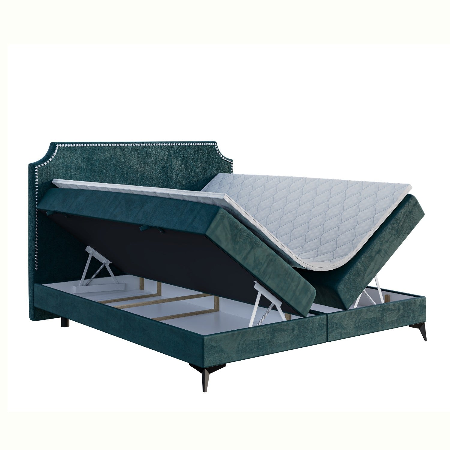 Pat tapitat boxspring 140 x 200 cm turcoaz Lea