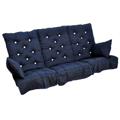 Rocking Chair Cushion Set 56(x3)x106x12cm +2 pillows, Navy Blue