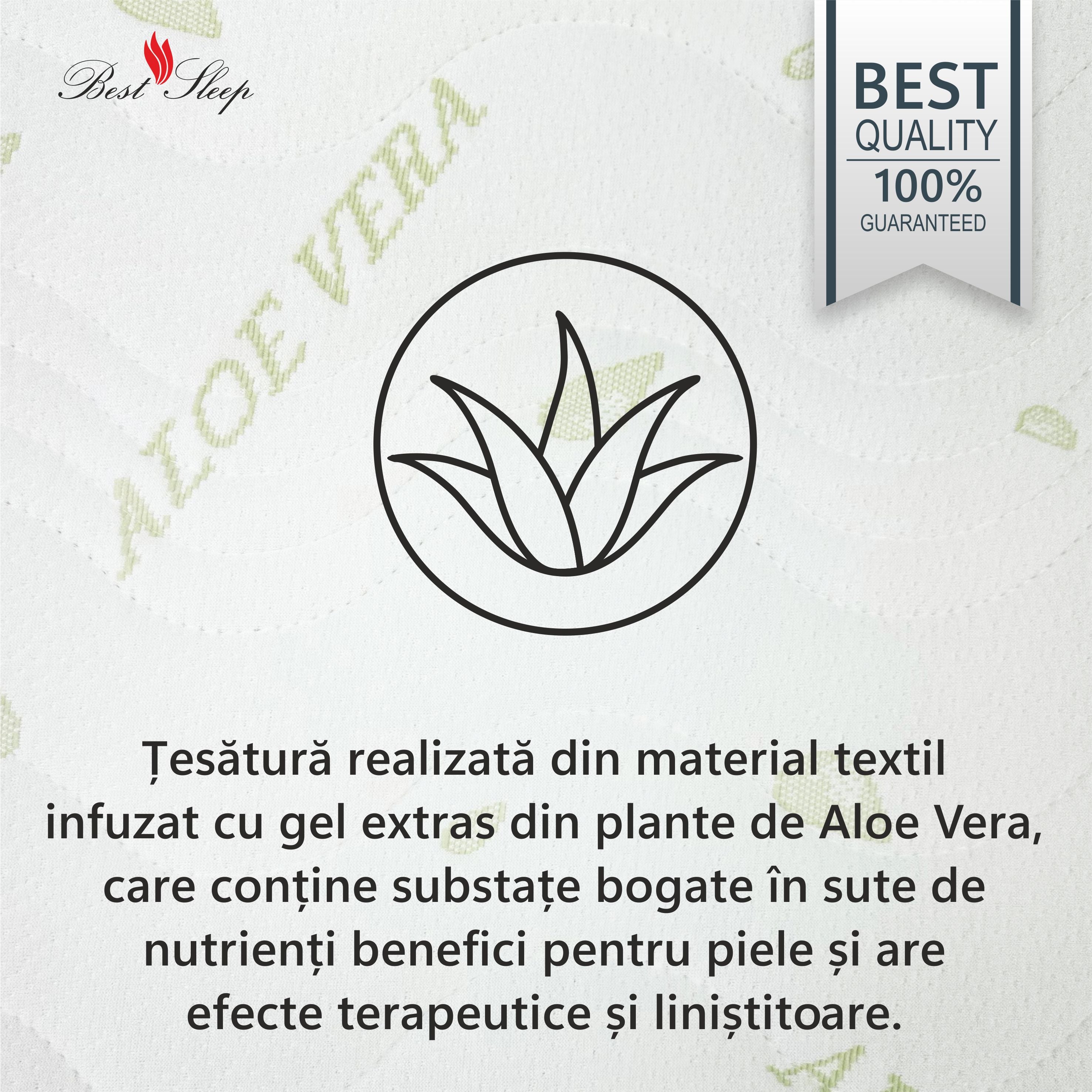 Saltea Ortopedica Best Sleep Baby Dream Aloe Vera 18cm, spuma poliuretanica, fibra de cocos, husa detasabila cu fermoar