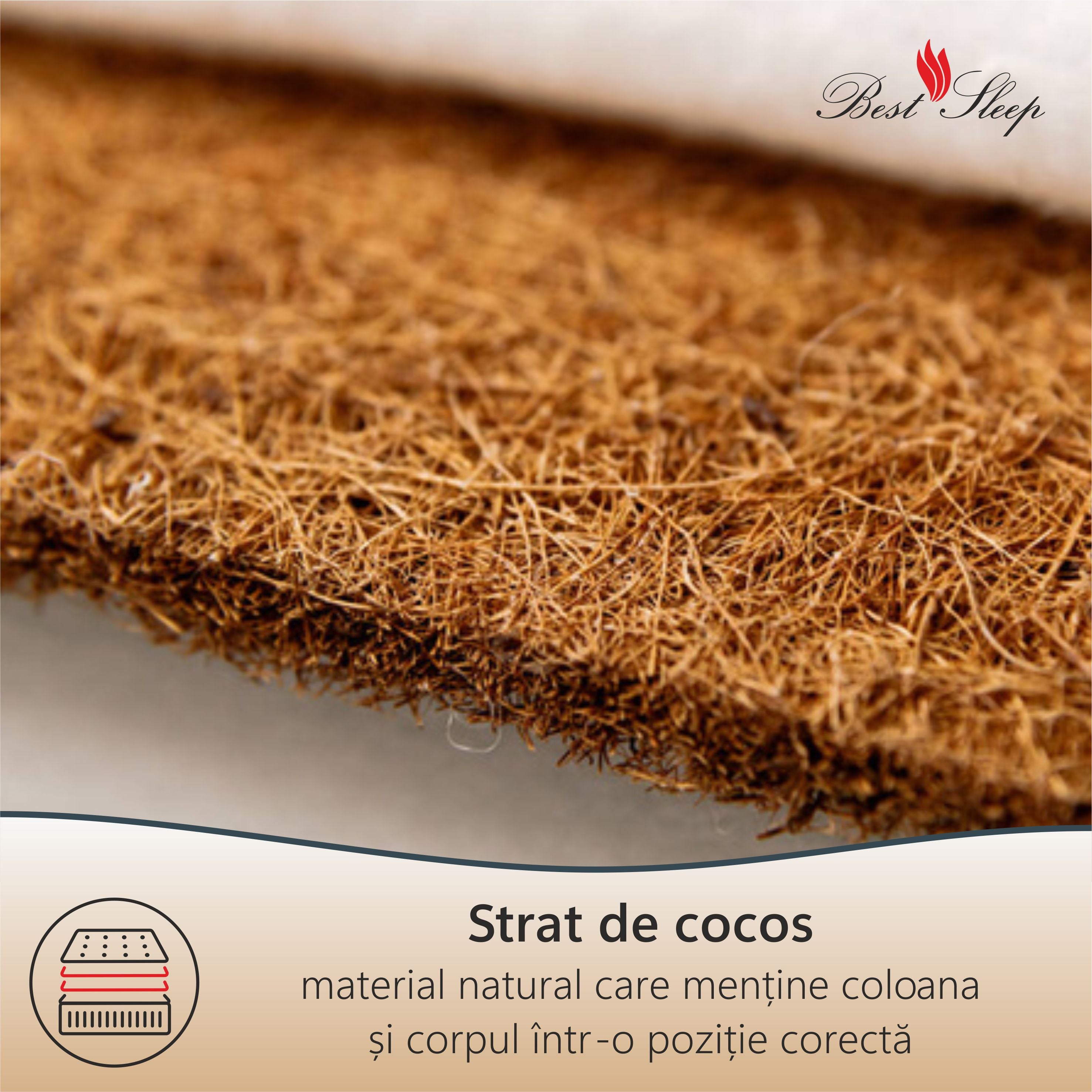 Saltea Ortopedica Best Sleep Baby Dream Aloe Vera 18cm, spuma poliuretanica, fibra de cocos, husa detasabila cu fermoar