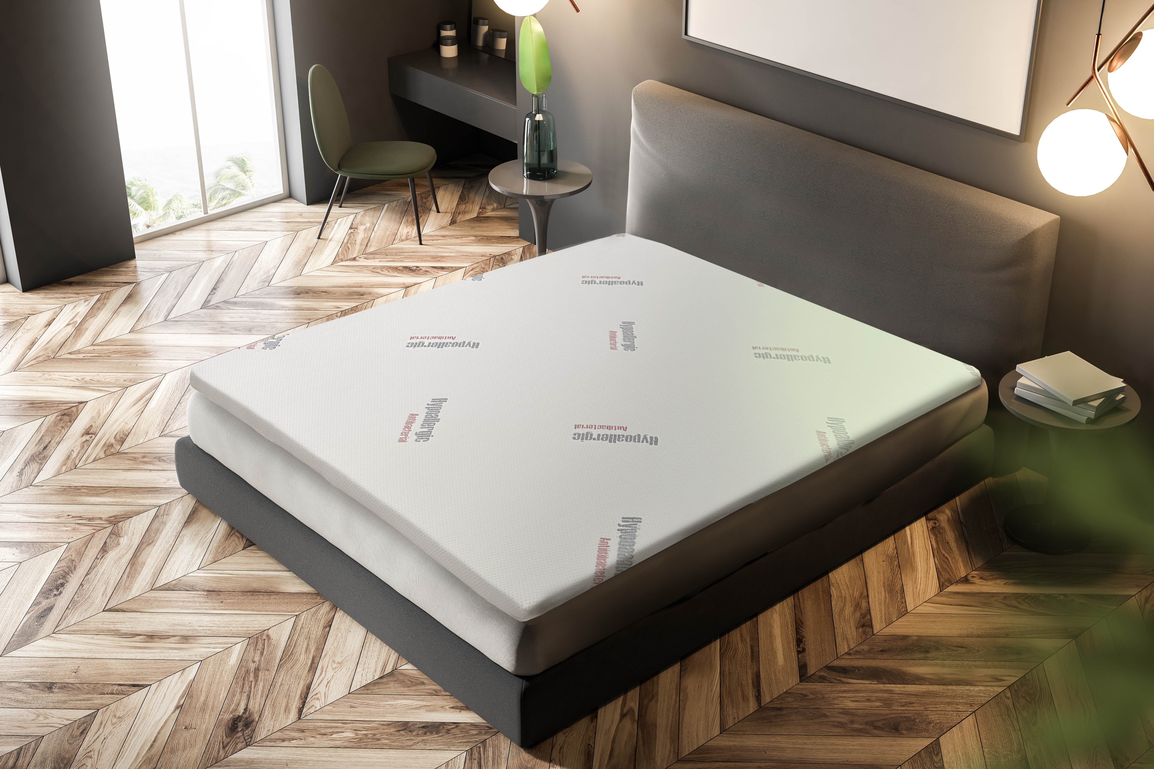 Topper Saltea Best Sleep Heavenly Hipoalergenic, H8 4cm spuma poliuretanica+ 4 cm latex cool gel, husa detasabila lavabila
