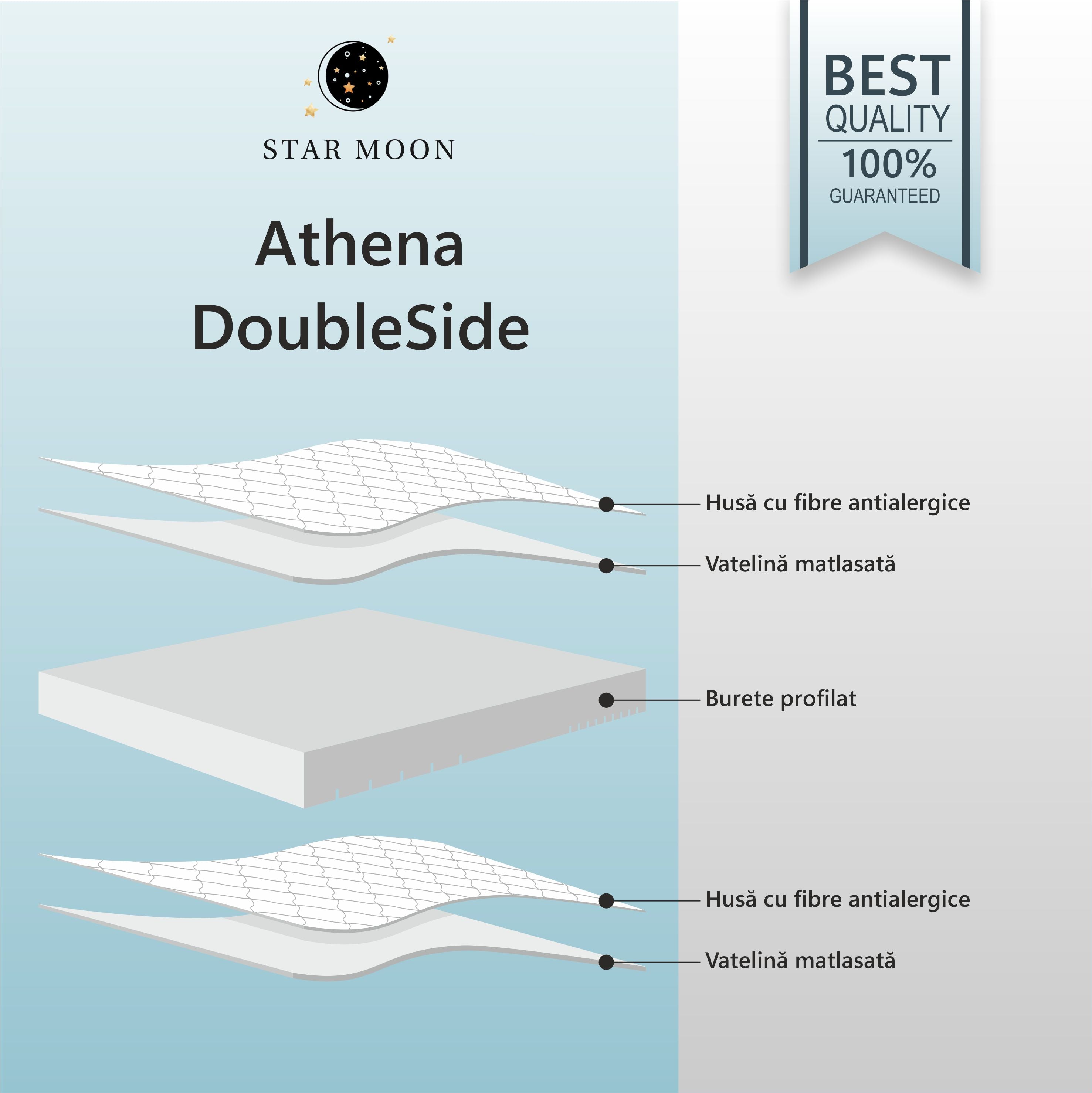Saltea Ortopedica Star Moon, Athena DoubleSide, H25cm, spuma poliuretanica, reversibila, ferma - OUTLET