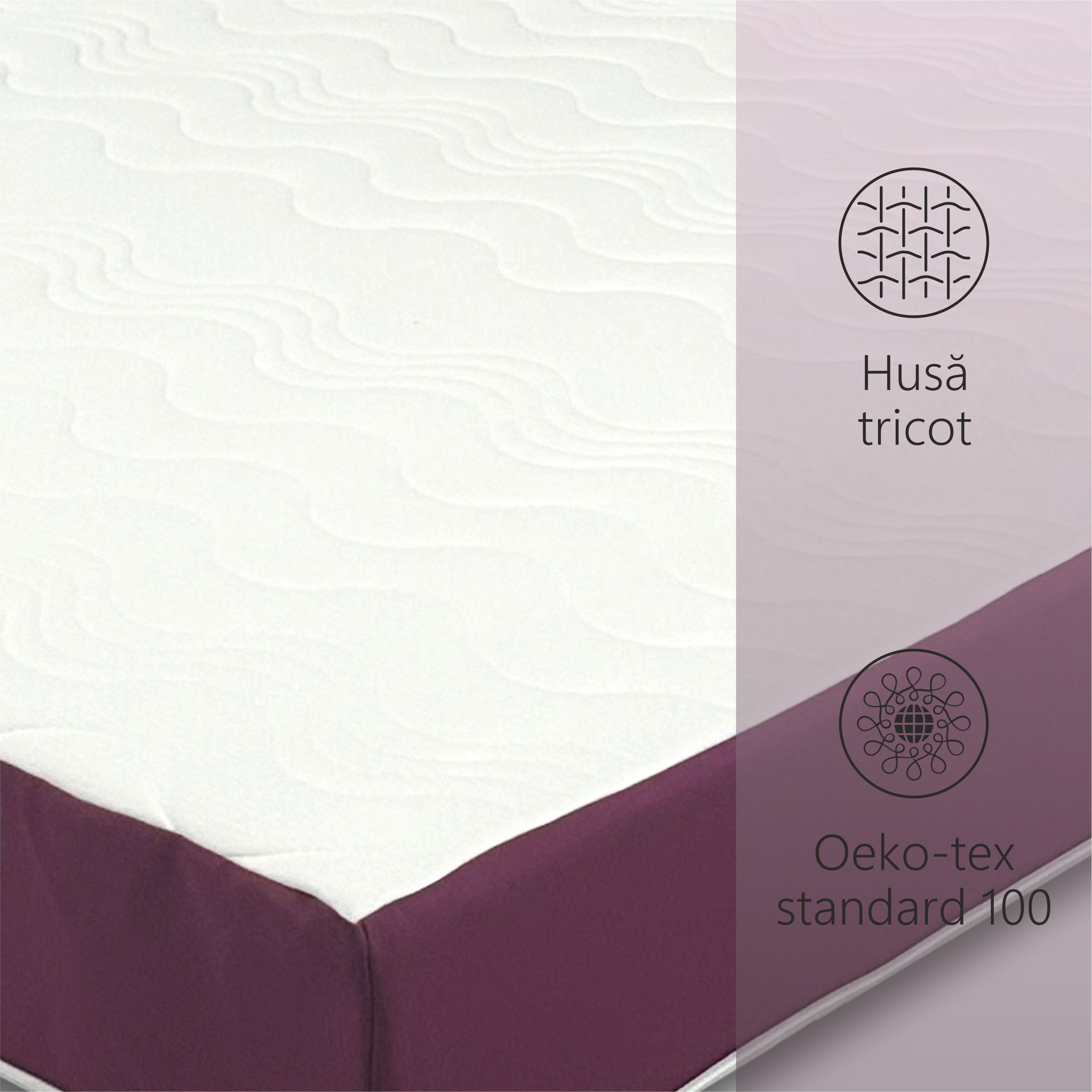 Saltea ortopedica, Best Sleep Color Line Purple, 18cm, spuma poliuretanica, hipoalegenic, reversibila, ferma