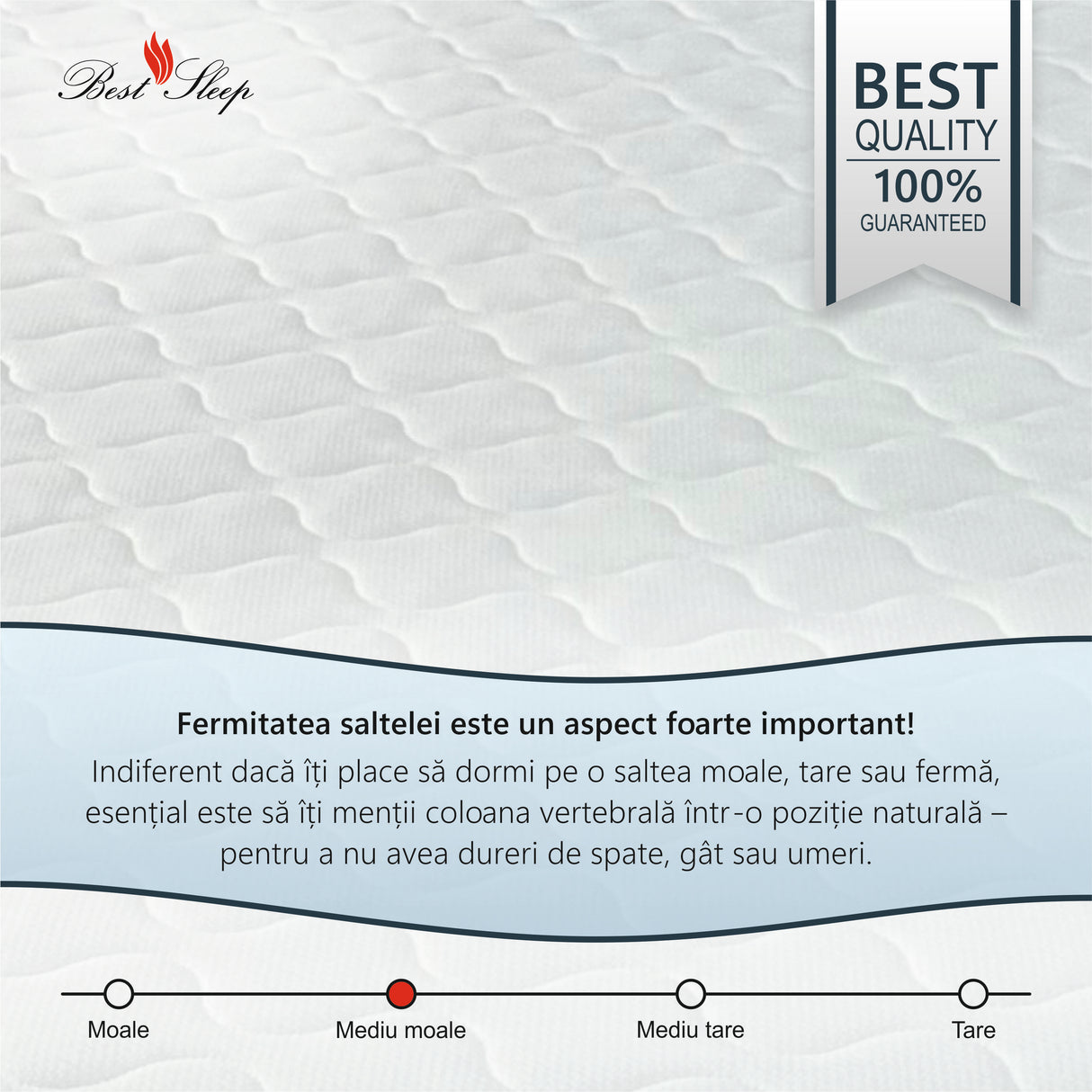 Saltea Ortopedica, Best Sleep, Happy * Plus, 20+5 spuma Poliuretanica cu memorie, hipoalergenica, husa matlasata, fermitate moale