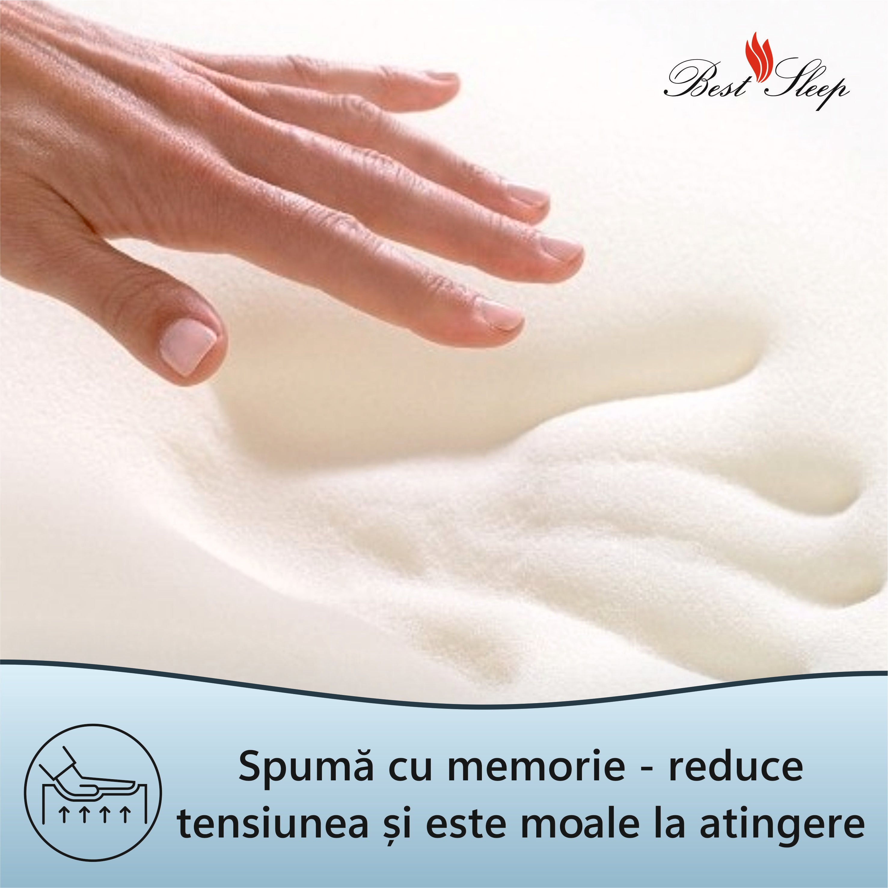 Saltea Ortopedica, Best Sleep, Happy * Plus, 20+5 spuma Poliuretanica cu memorie, hipoalergenica, husa matlasata, fermitate medie