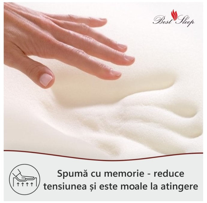 Saltea Ortopedica, Waves, 25cm, 21+4 Memory, 7 zone de confort, spuma poliuretanica cu memorie, husa detasabila, fermitate moale