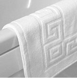 Greek pattern bath towel, White 500 gr/sqm