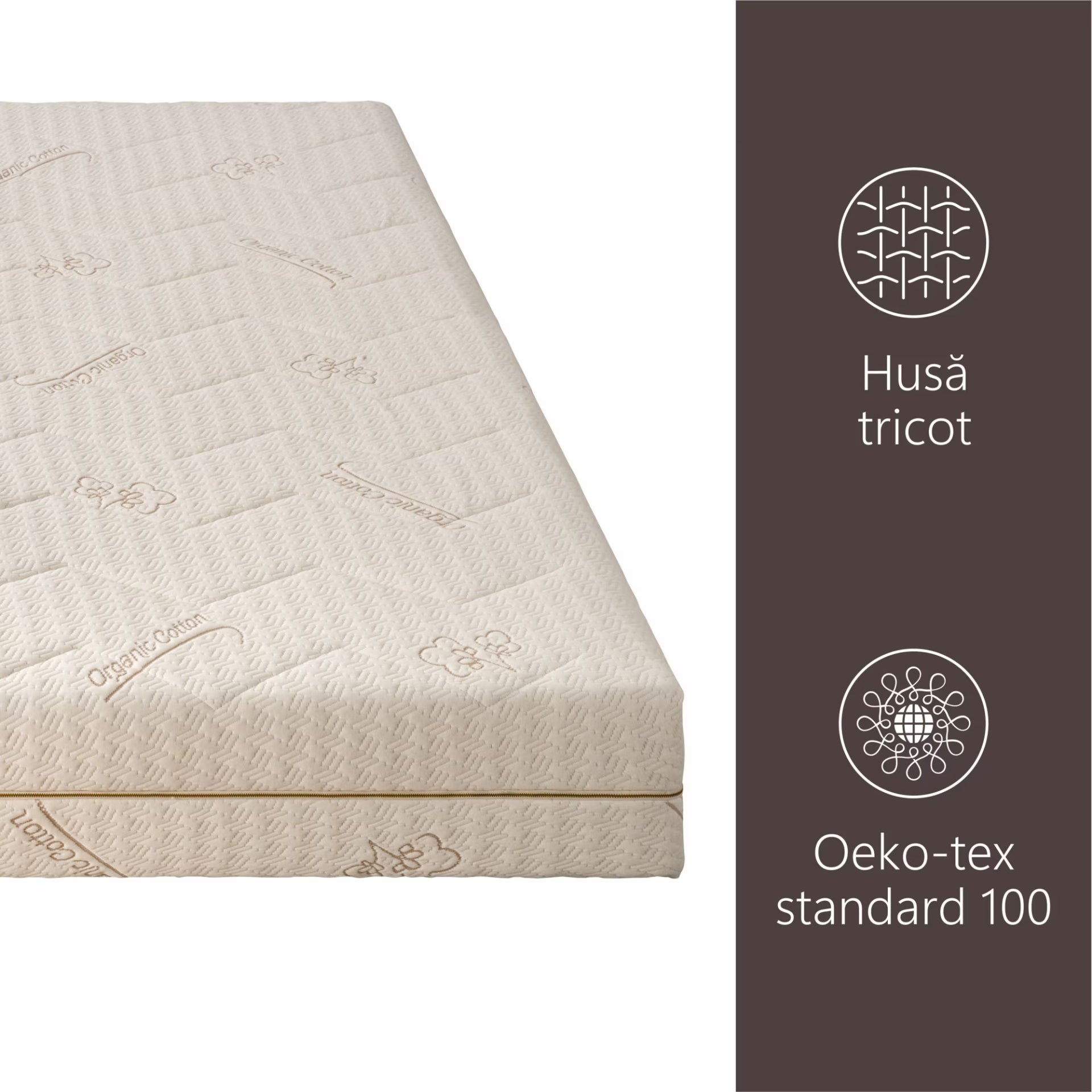 Saltea Ortopedica Sleep Evolution Bio Bumbac Memory 7 cm 14+2+7, 23cm, spuma poliuretanica cu memorie 7cm si fibre de cocos, husa detasabila cu bumbac, fermitate medie