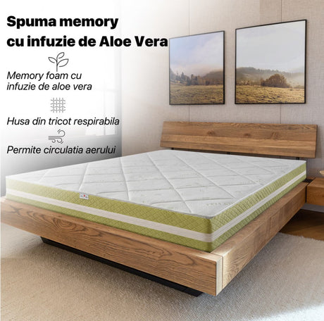 Saltea Ortopedica, Best Sleep Luxe Memory Aloe, spuma poliuretanica cu memorie cu infuzie de aloe vera husa detasabila, fermitate medie