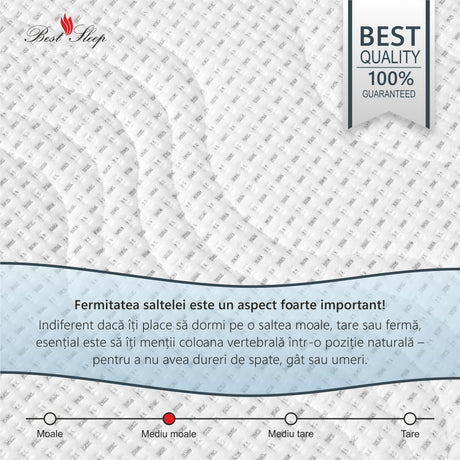 Saltea Ortopedica, Best Sleep, Silver Sleep Argentum 24+5+1 cm, spuma Poliuretanica cu memorie, fir cu ioni de argint, hipoalergenica, husa matlasata, fermitate medie