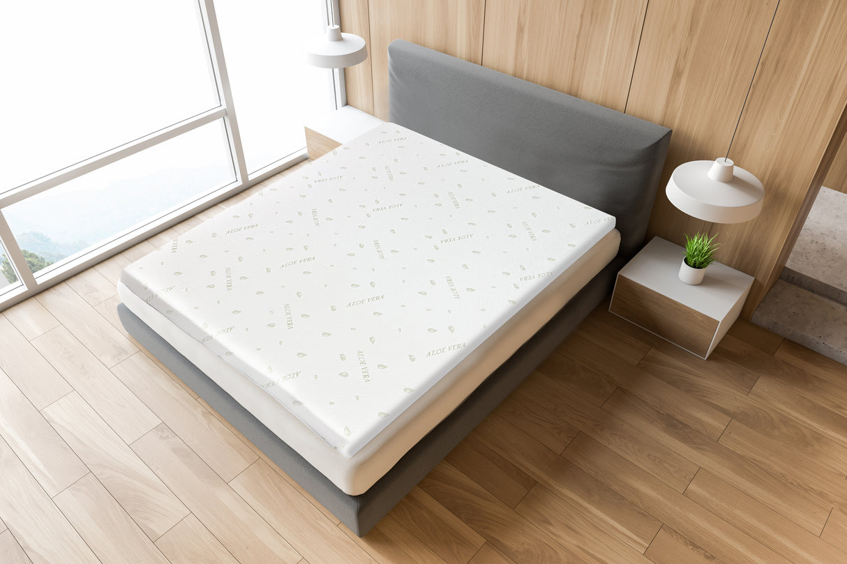 Topper Saltea Best Sleep Unique Aloe Vera, H8 4cm spuma poliuretanica+ 4 cm memory, husa aloe vera