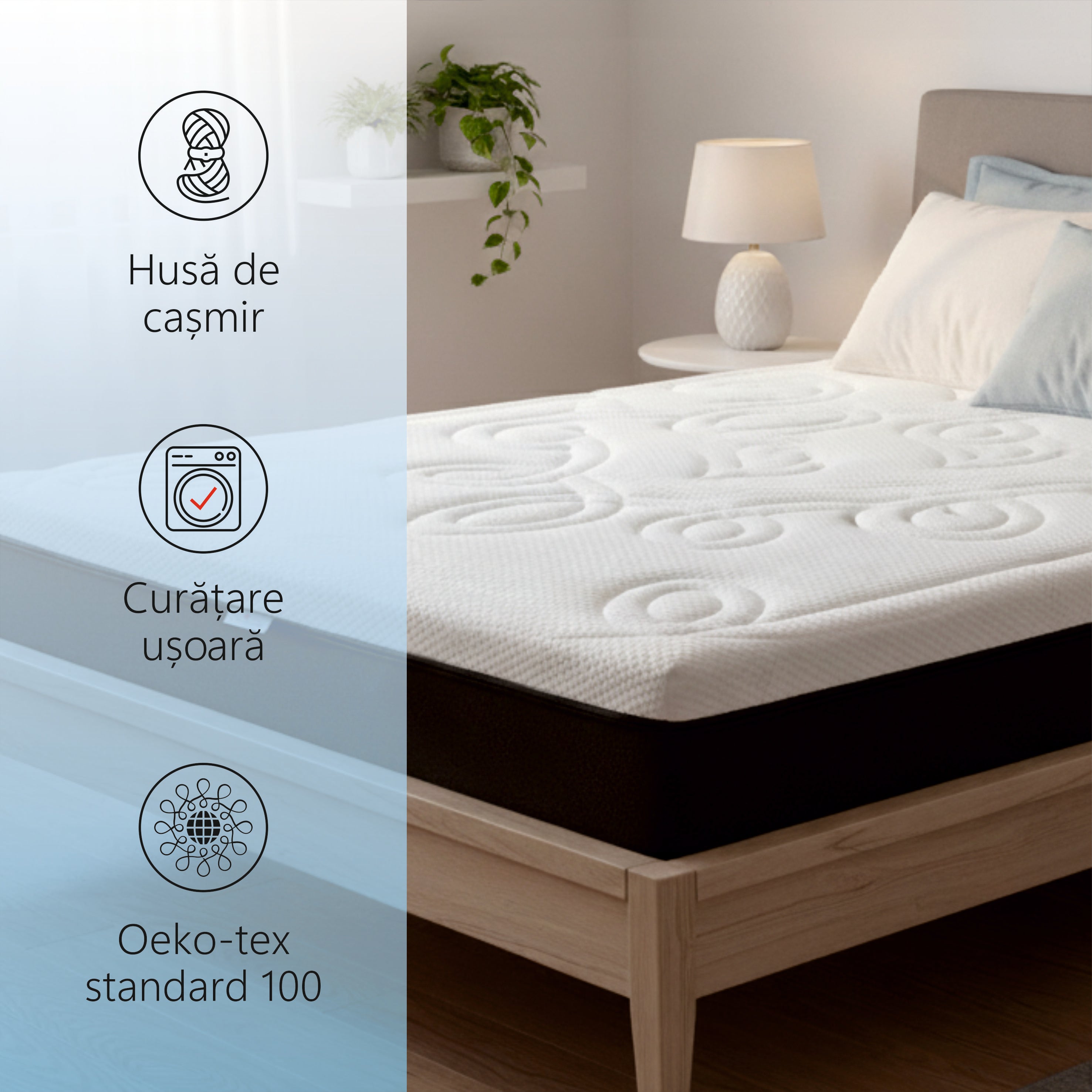 Saltea ortopedica Best Sleep Aura, 20cm, spuma poliuretanica cu memorie, hipoalergenica, antibacteriana, fermitate medie