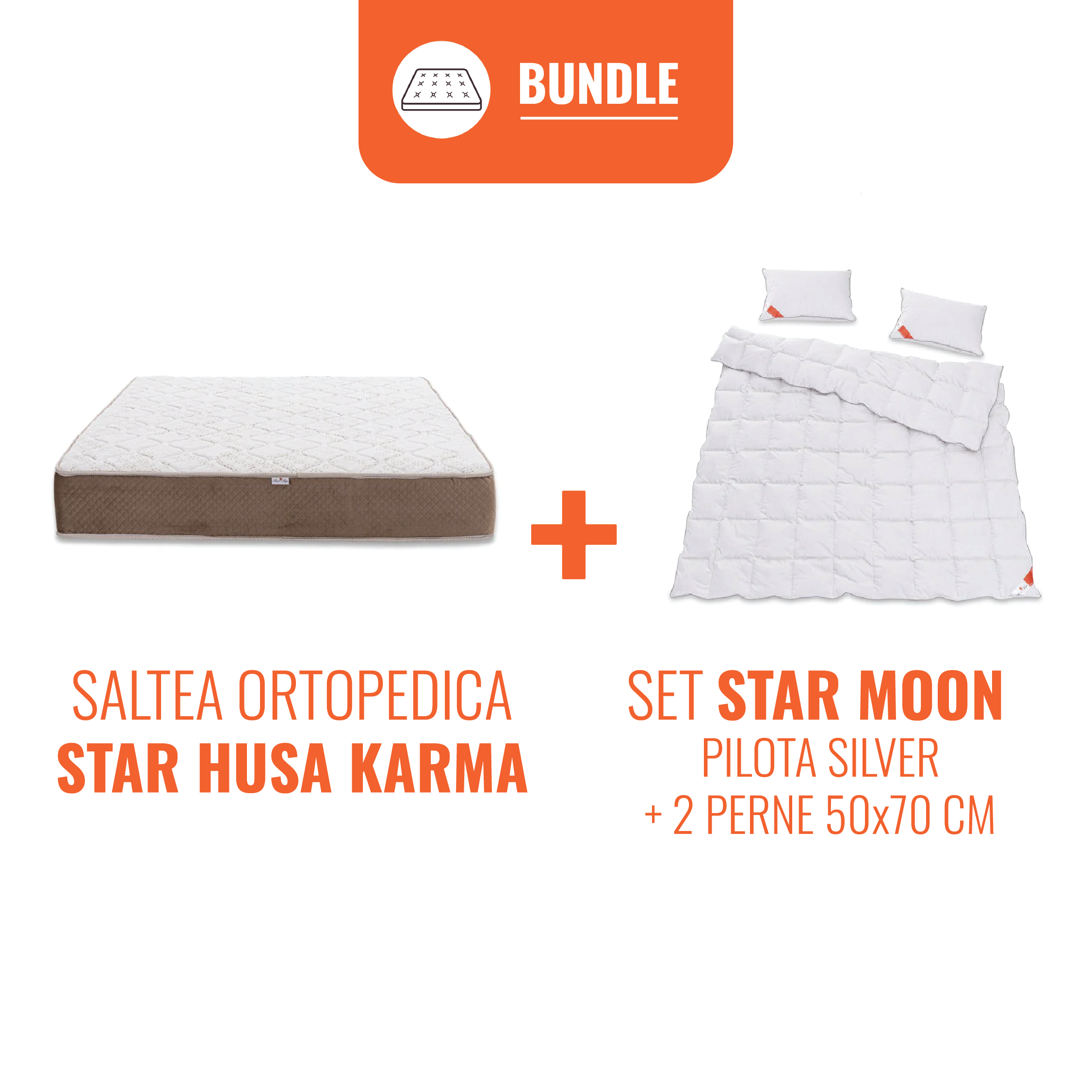 Set Saltea Best Sleep Karma 26 cm + Set pilota si 2 perne Silver