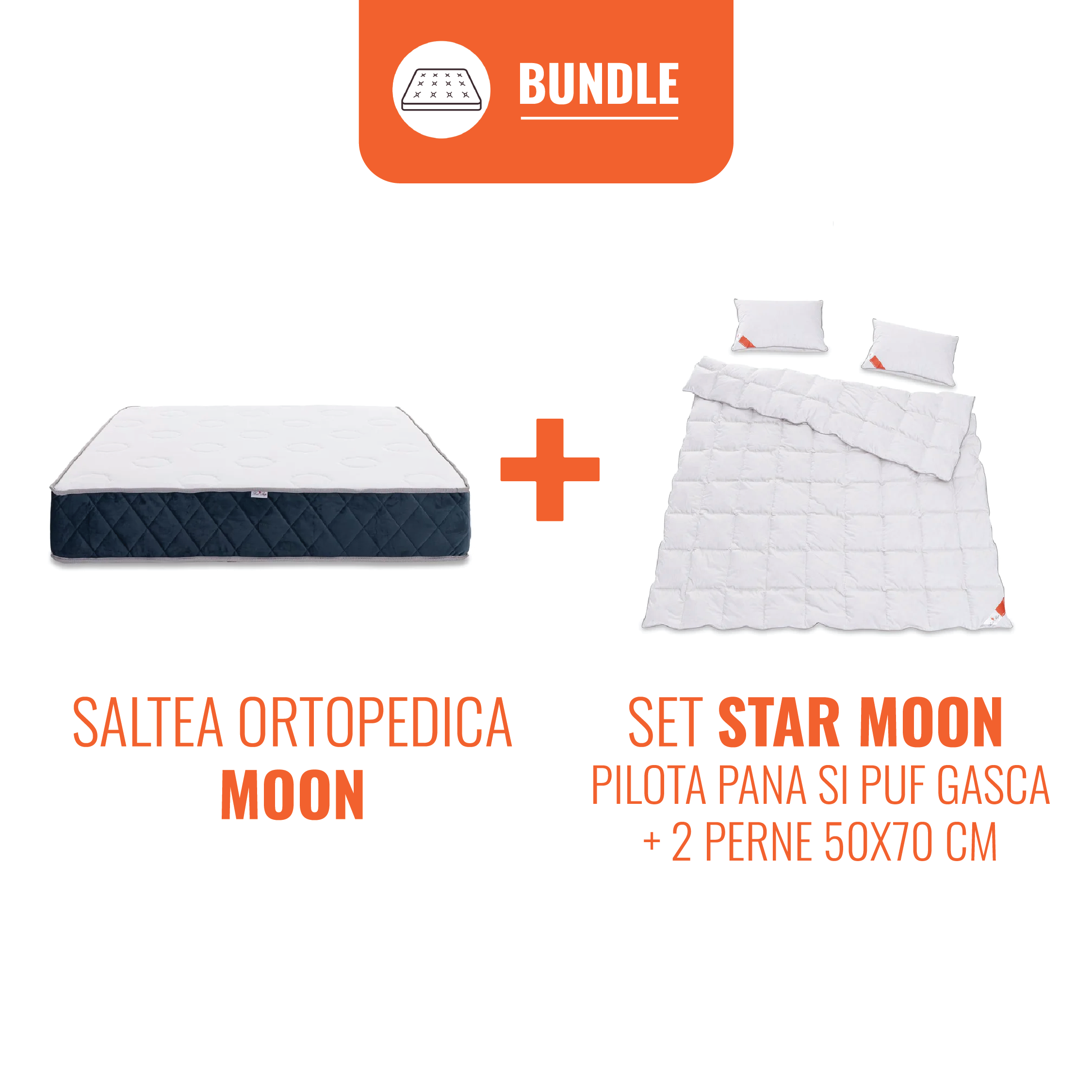 Set Saltea Best Sleep Moon +  Set Pilote si 2 perne pana si puf gasca