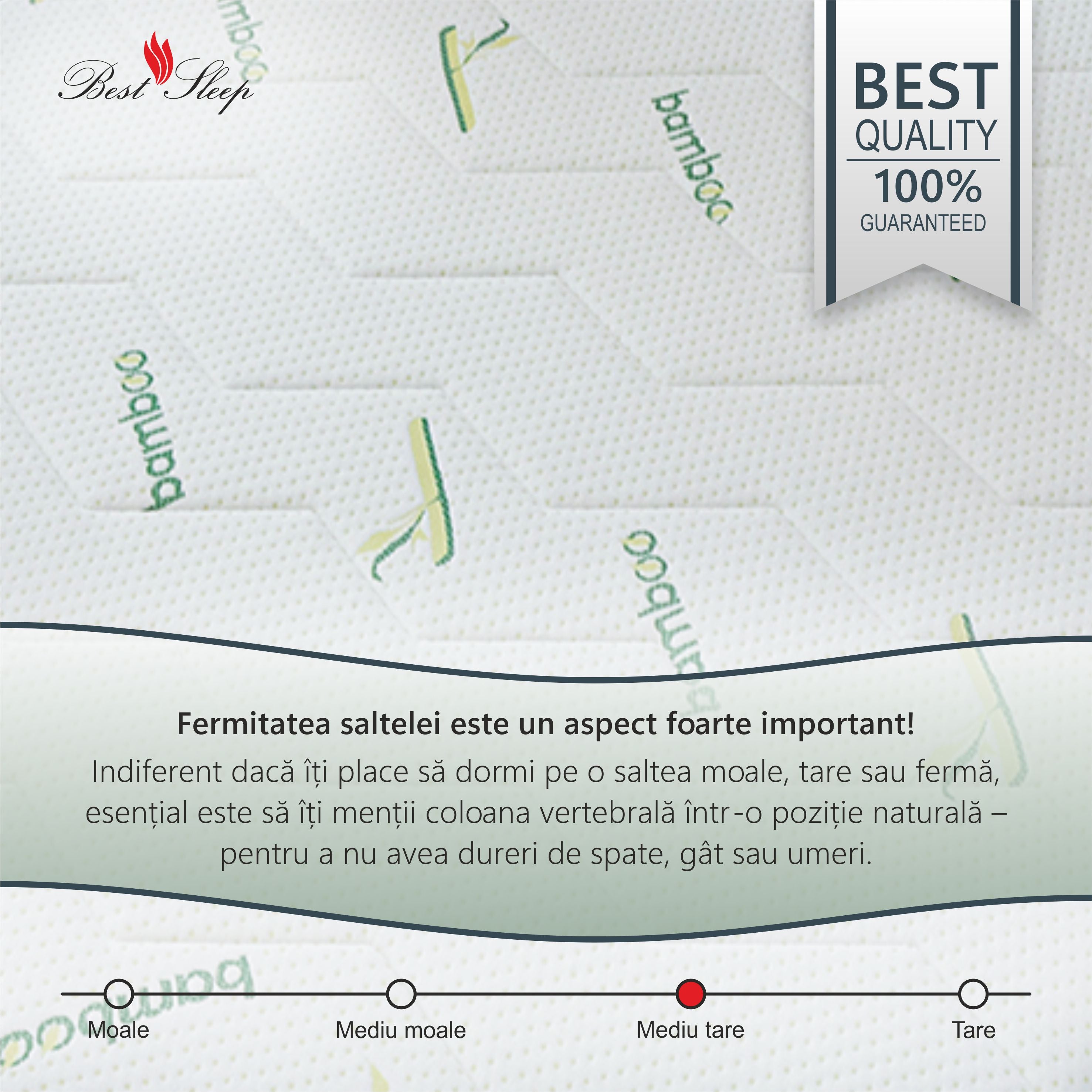 Saltea Ortopedica Best Sleep Baby Dream Bamboo 22cm, spuma poliuretanica, fibra de cocos, husa detasabila cu fermoar