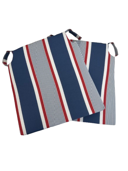 Set of Star Moon Blue Stripe chair cushions, indoor/outdoor, 40x40x5 cm