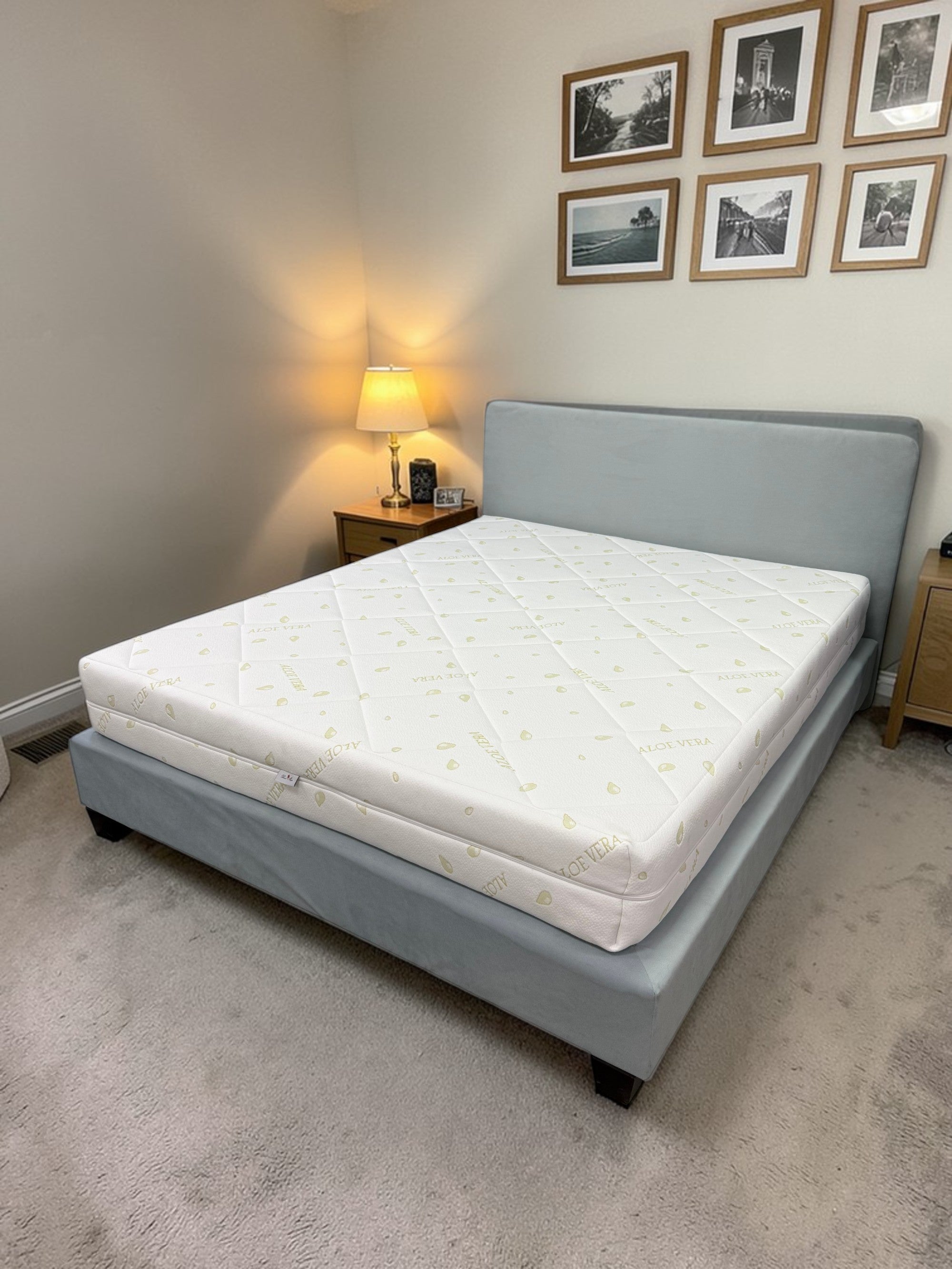 Saltea ortopedica Star Moon Aloe Touch*Plus, 25 cm, spuma poliuretanica cu memorie 4 cm, 7 zone de confort, hipoalergenica, reversibila, fermitate medie